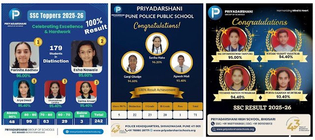 Priyadarshani Group of Schools records outstanding SSC Board Results 2025-26 across Pune campuses